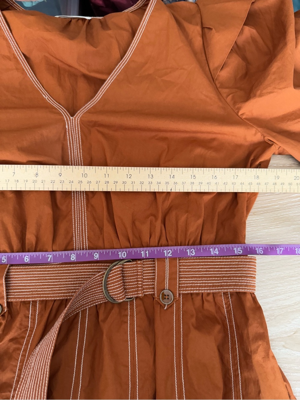 Ulla Johnson 8 Corliss Mini Dress Sumac Fall Autumn Puffy Sleeve Belted Orange - Picture 8 of 11